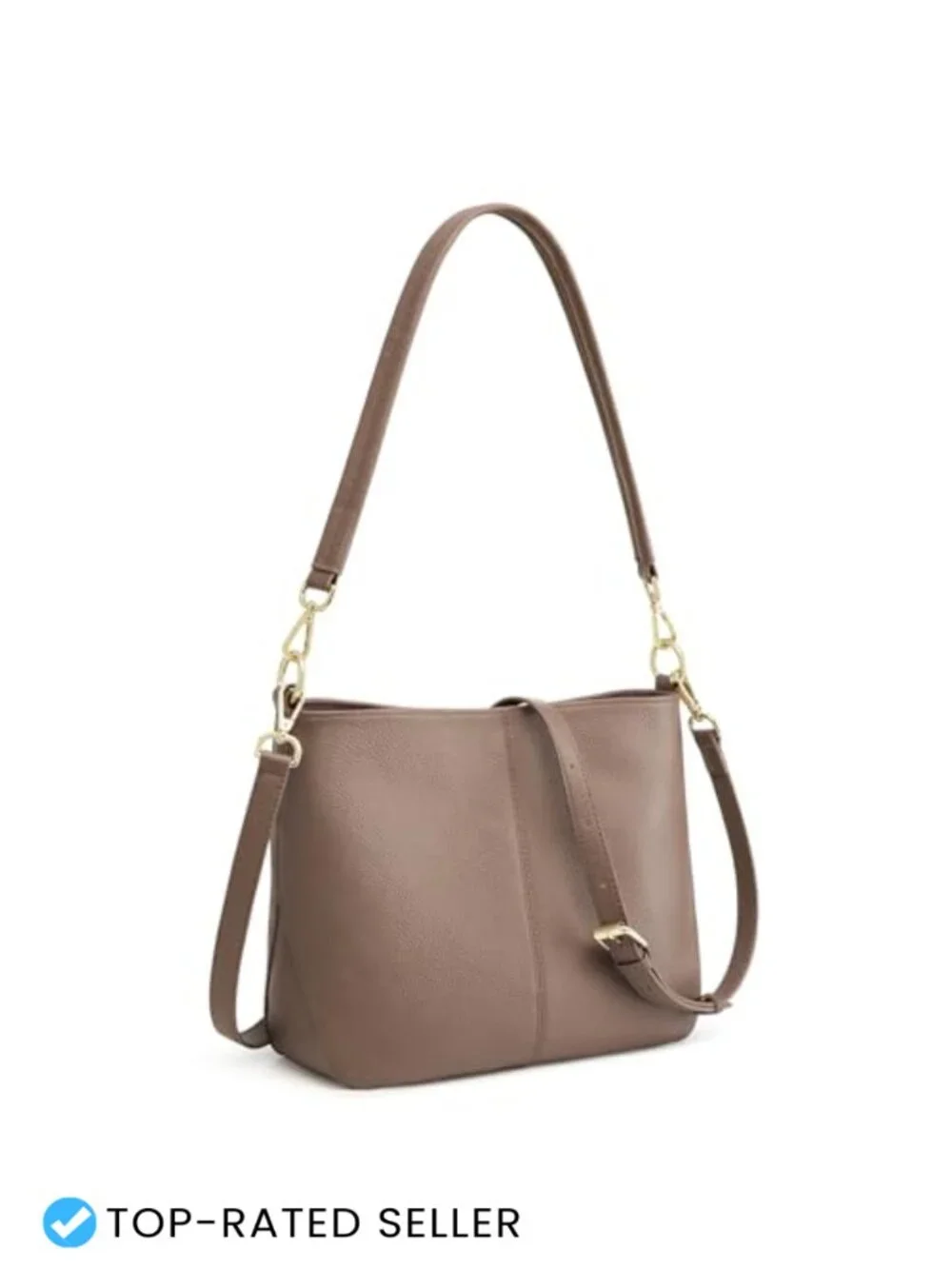 Vintage Leather Crossbody Hobo Bag with Two Straps, Khaki Style for Women